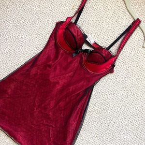 RARE Victoria’s Secret Red & Black Vintage Babydoll Top